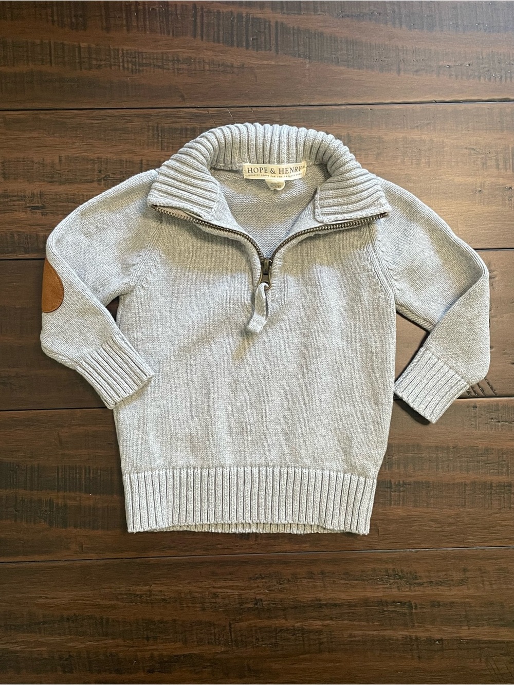 Hope & Henry Gray Knit Half Zip Sweater